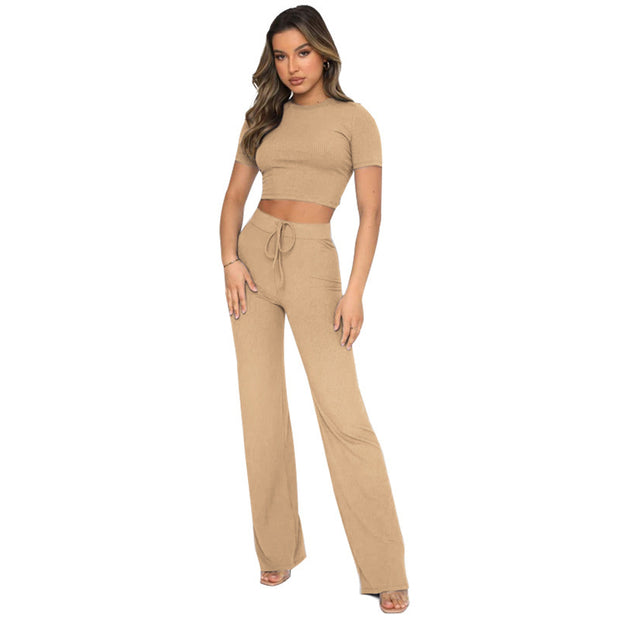Casual Set Female Solid Color High-elastic