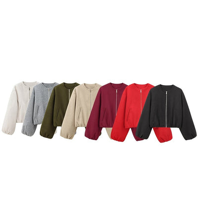 Women's French Design Soft Bomber Jacket Coat
