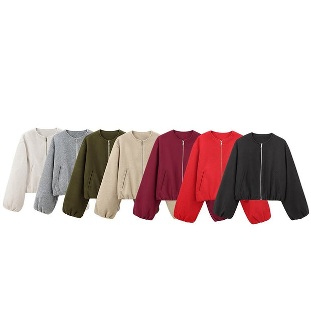 Women's French Design Soft Bomber Jacket Coat