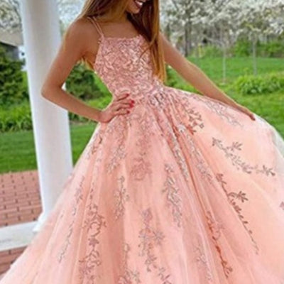 Camisole Ball Gown Long Tulle Lace Party Evening Gown