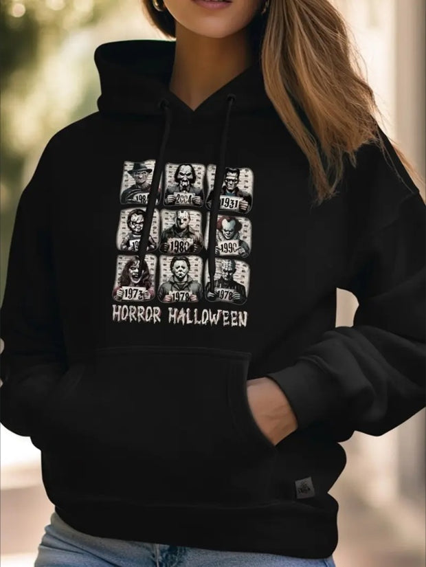 Womens Hoodies Oversized Sweatshirts Front Print Horror Halloween