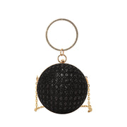 Diamond Retro Shoulder Bag Women's Crossbody Chain Round Bag