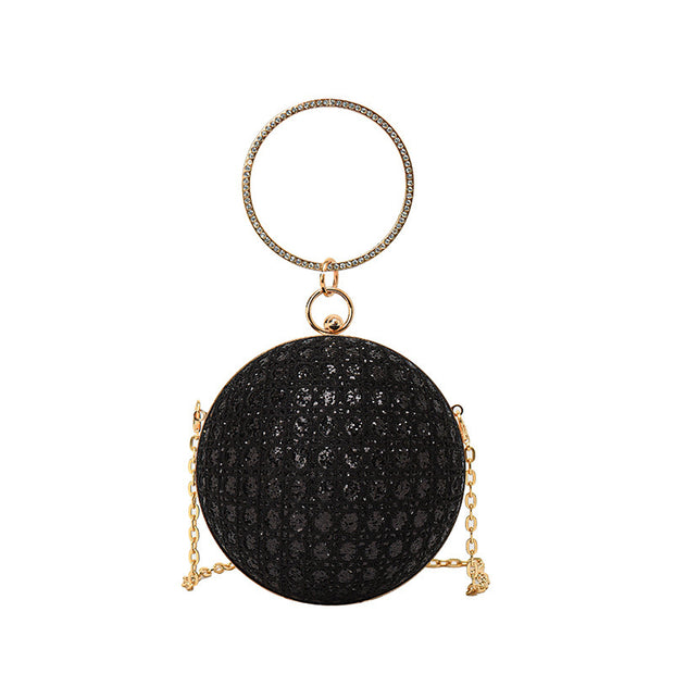 Diamond Retro Shoulder Bag Women's Crossbody Chain Round Bag