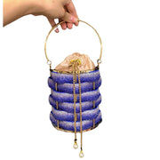 Fashion Metal Hand-woven Shiny Rhinestone Quartz Rope handbag