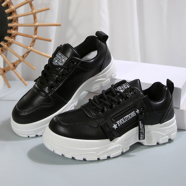 Side-Zipper Design,Thick-soled For Women Sneakers