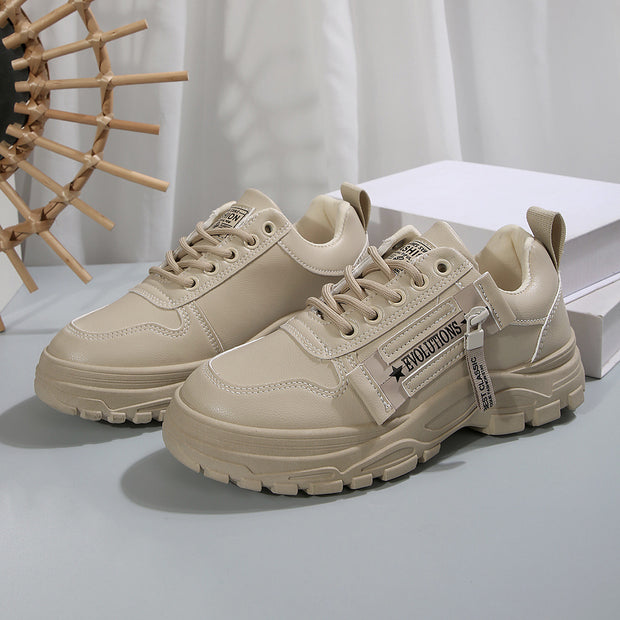 Side-Zipper Design,Thick-soled For Women Sneakers