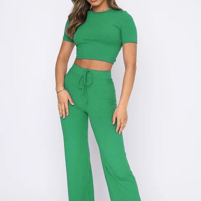 Casual Set Female Solid Color High-elastic
