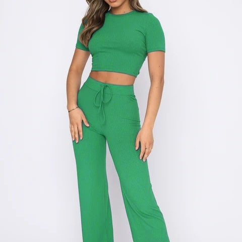 Casual Set Female Solid Color High-elastic