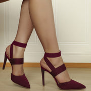 Elastic Band Stretch High Heels Pointed Sandals