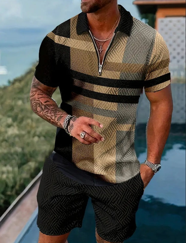 Polo Shirt Sports Short Sleeve Shorts  For Men