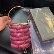 Fashion Metal Hand-woven Shiny Rhinestone Quartz Rope handbag