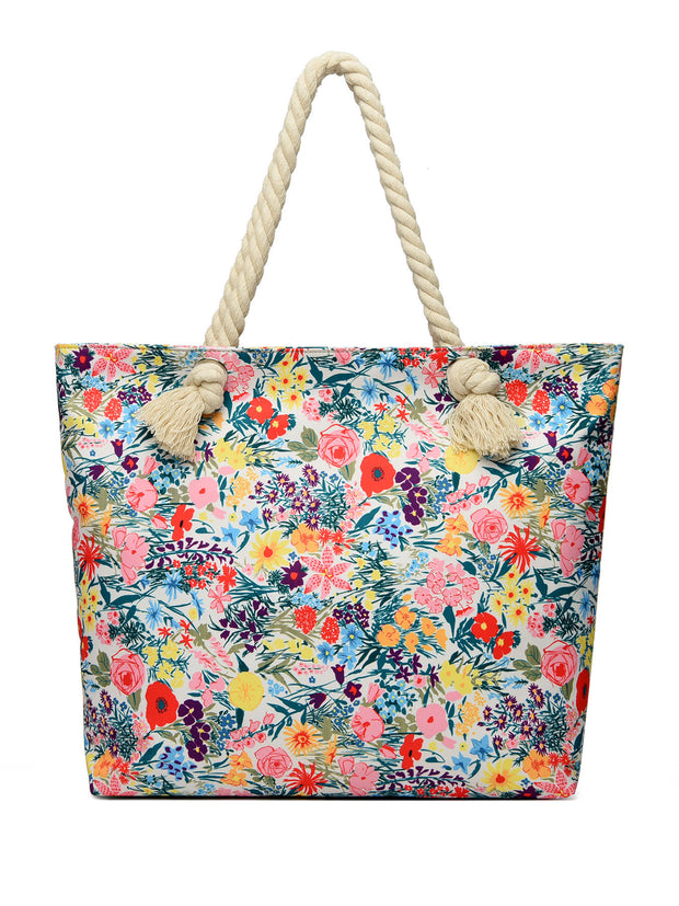 Art Flower Pattern Beach Bags For Women Tote Waterproof and Sand proof
