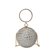 Diamond Retro Shoulder Bag Women's Crossbody Chain Round Bag