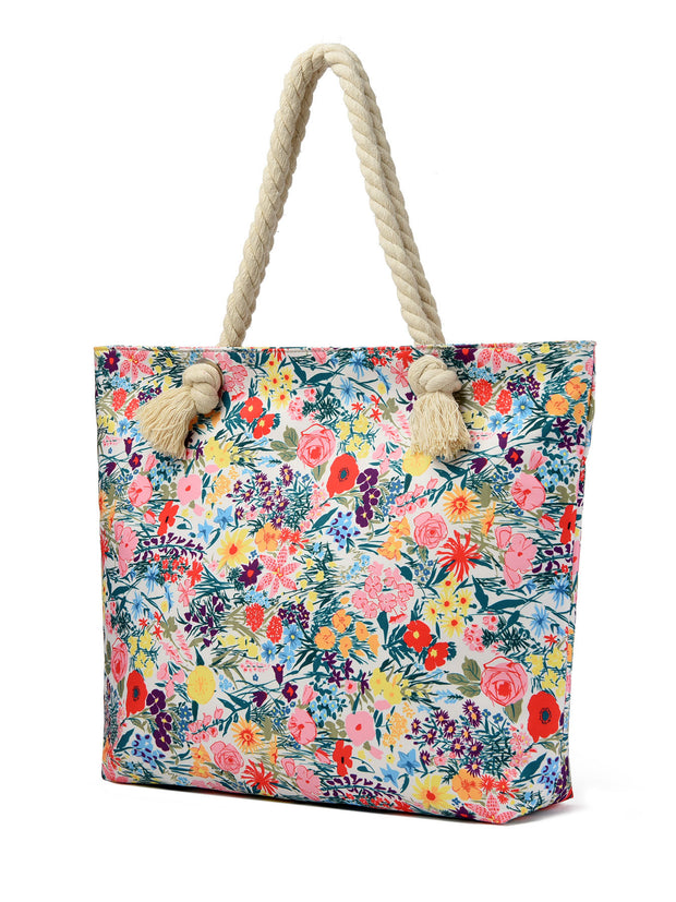 Art Flower Pattern Beach Bags For Women Tote Waterproof and Sand proof