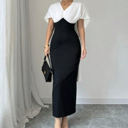 Ladies Elegant Casual V-neck Short Sleeved Dress