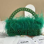 Large Ostrich Feather Handmade Beaded Feather Handbag