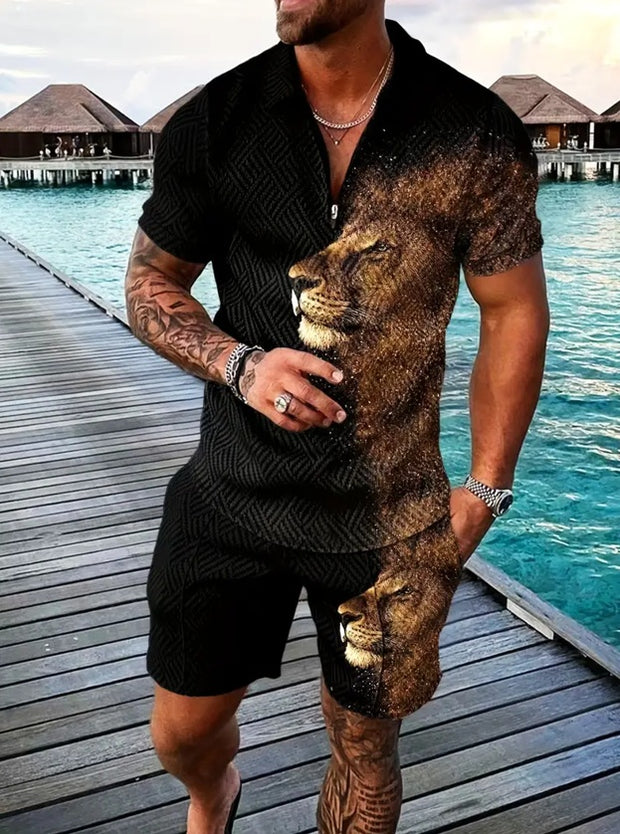 Polo Shirt Sports Short Sleeve Shorts  For Men