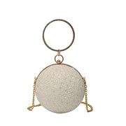 Diamond Retro Shoulder Bag Women's Crossbody Chain Round Bag