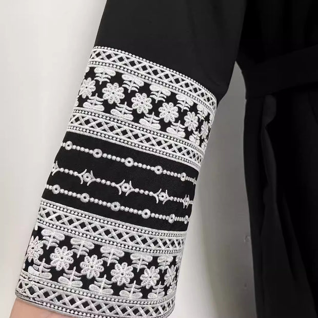 New Stitching Tied Cardigan Embroidery Dress