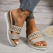 Plus Size Rope Bottom Platform Peep Toe Sandals For Women