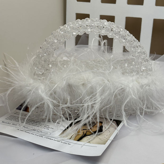 Large Ostrich Feather Handmade Beaded Feather Handbag