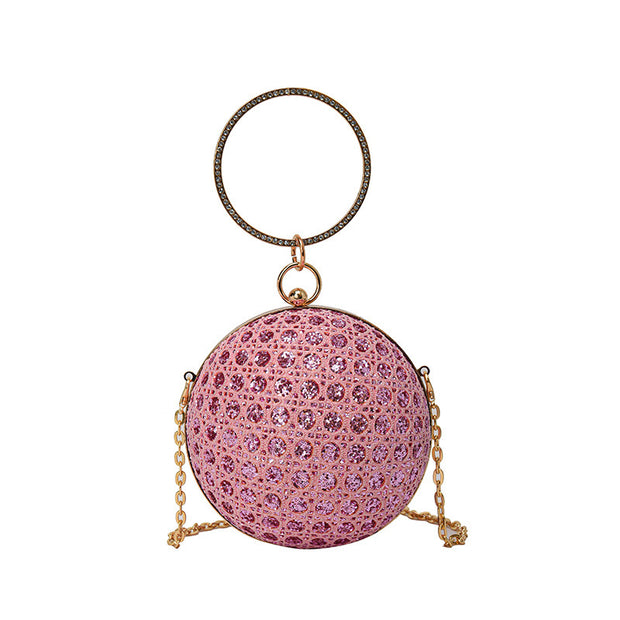Diamond Retro Shoulder Bag Women's Crossbody Chain Round Bag