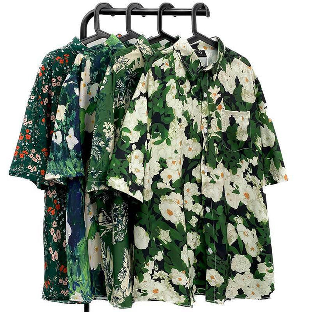 Vintage Oil Painting Floral Shirt For Men