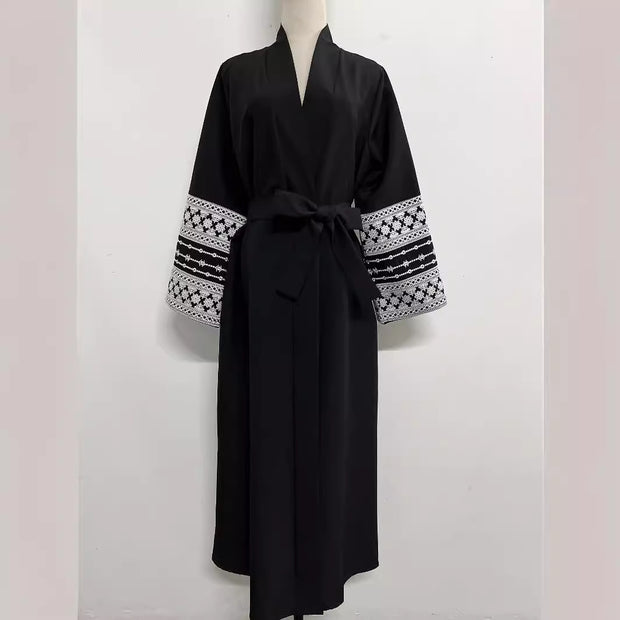 New Stitching Tied Cardigan Embroidery Dress
