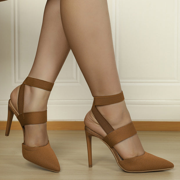 Elastic Band Stretch High Heels Pointed Sandals
