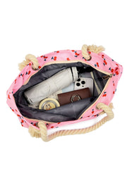 Art Flower Pattern Beach Bags For Women Tote Waterproof and Sand proof