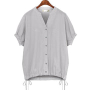 Blouses with loose stripes and raglan sleeves