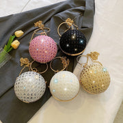 Diamond Retro Shoulder Bag Women's Crossbody Chain Round Bag