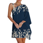 Women's Printed Chain Strap Half Off-shoulder Dress
