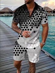 Polo Shirt Sports Short Sleeve Shorts  For Men