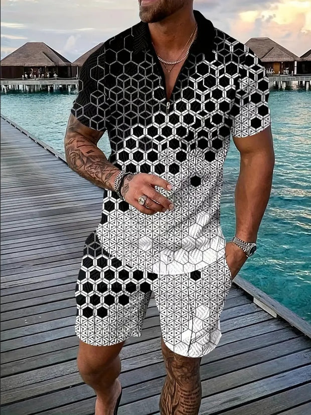 Polo Shirt Sports Short Sleeve Shorts  For Men