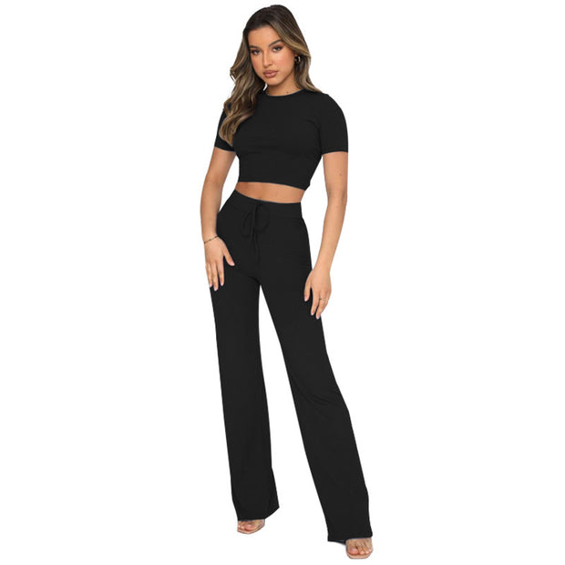 Casual Set Female Solid Color High-elastic