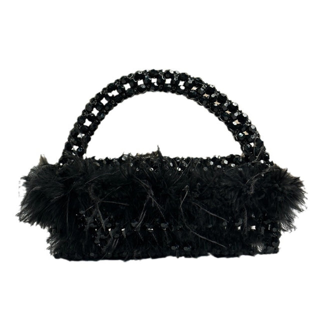 Large Ostrich Feather Handmade Beaded Feather Handbag