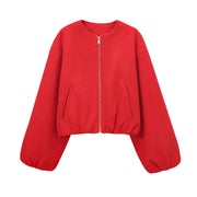 Women's French Design Soft Bomber Jacket Coat