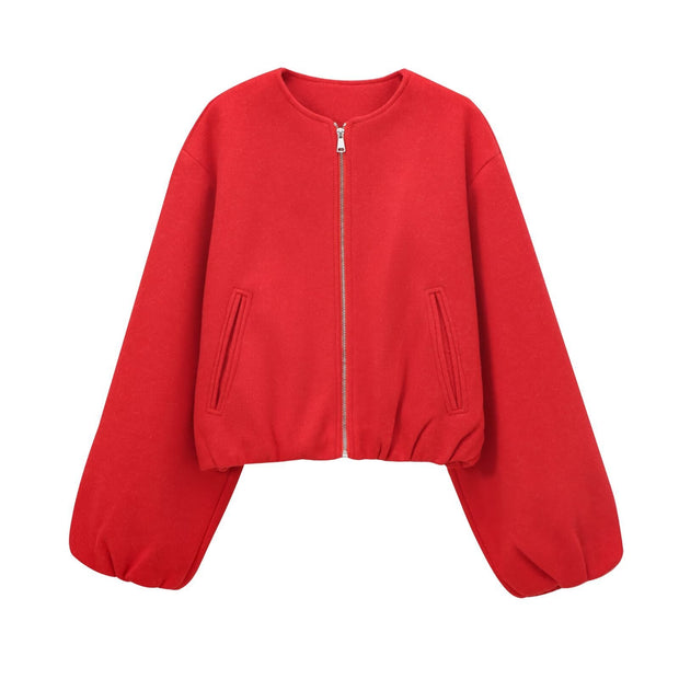 Women's French Design Soft Bomber Jacket Coat
