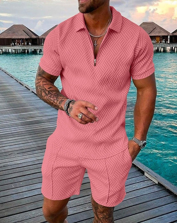 Polo Shirt Sports Short Sleeve Shorts  For Men