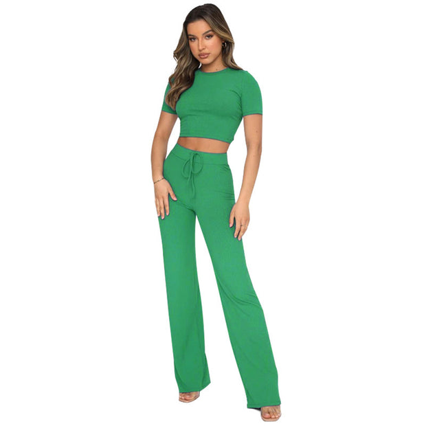Casual Set Female Solid Color High-elastic
