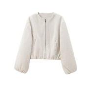 Women's French Design Soft Bomber Jacket Coat
