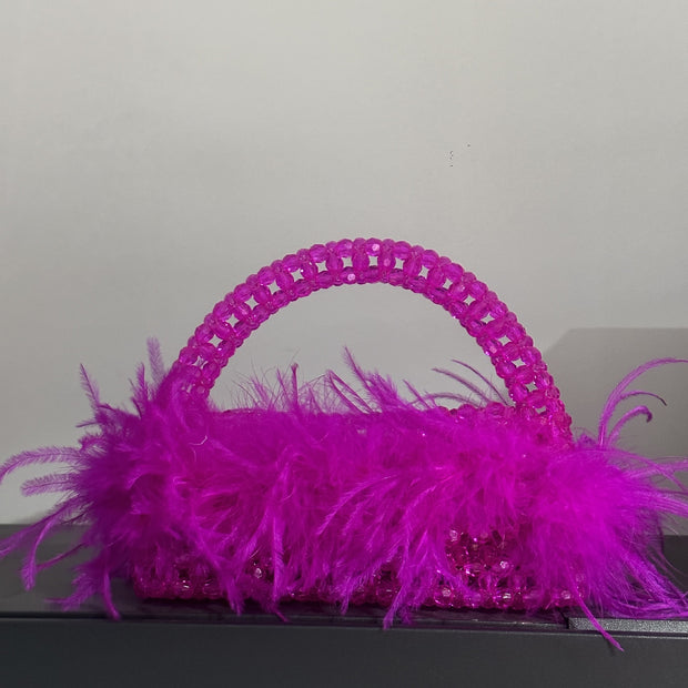Large Ostrich Feather Handmade Beaded Feather Handbag