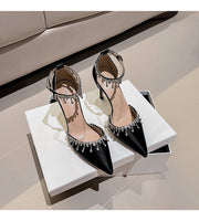 Satin Strap Tassel Chain High Heels