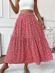 Small Floral Three-layer Long Patchwork Skirt
