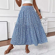 Small Floral Three-layer Long Patchwork Skirt