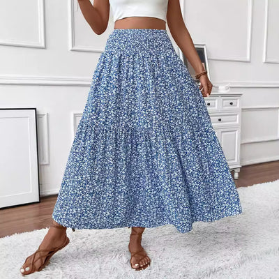 Small Floral Three-layer Long Patchwork Skirt