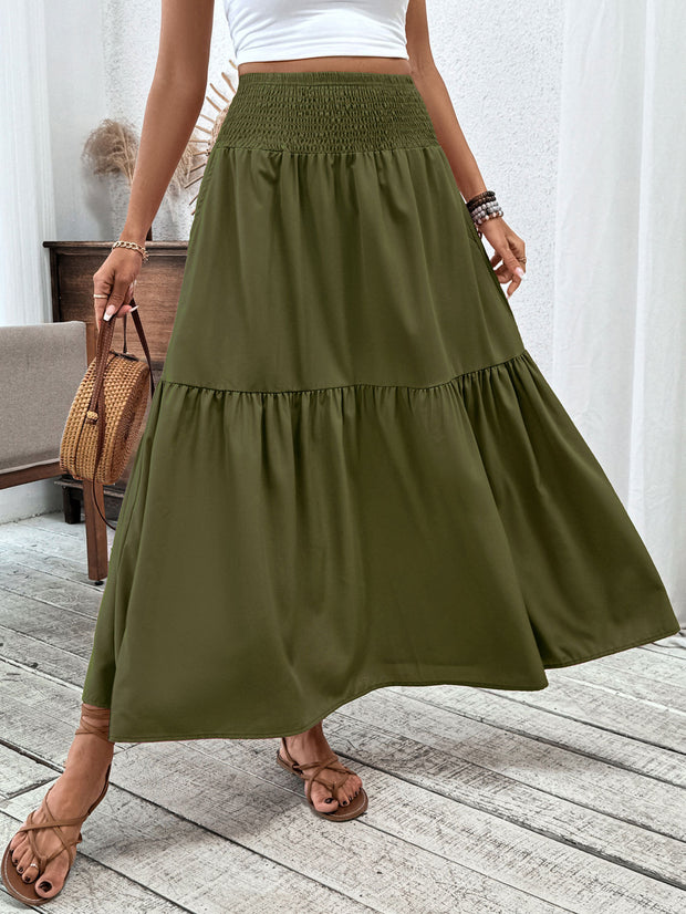 Small Floral Three-layer Long Patchwork Skirt
