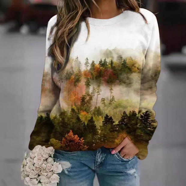 Fashion Floral Print Long-sleeved Women's Sweater