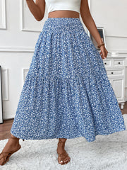 Small Floral Three-layer Long Patchwork Skirt